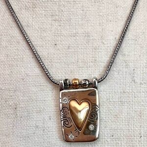 Brighton Necklace, Gold Plated Heart & Crystals & Sentimental Message
